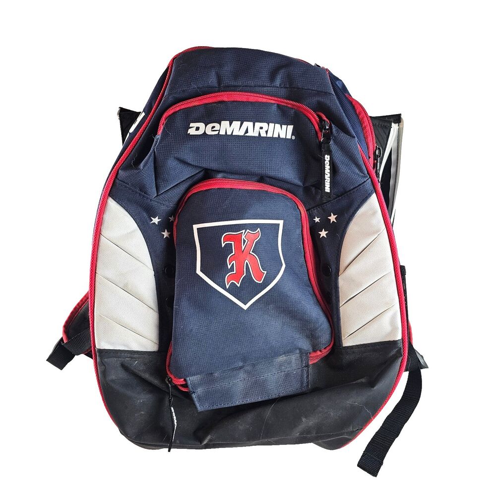 DeMarini Baseball Softball Backpack Navy Red Equipment Bat Bag Sports Gear